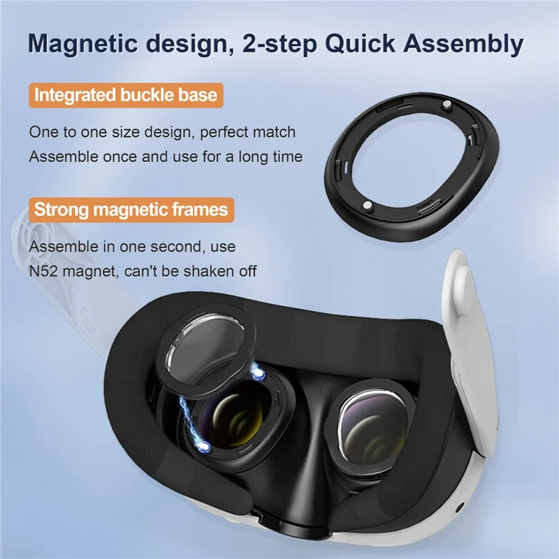 Virtual Reality Lens Protector Compatible for Quest 3 with Blue Light Blocking Glass and Anti Scratch Ring Lens