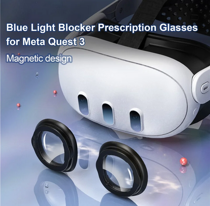 Virtual Reality Lens Protector Compatible for Quest 3 with Blue Light Blocking Glass and Anti Scratch Ring Lens