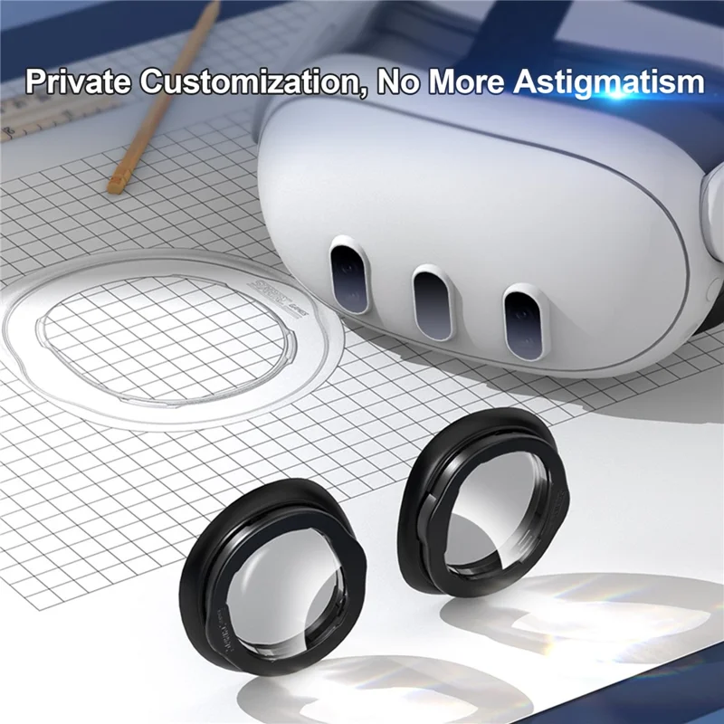 Virtual Reality Lens Protector Compatible for Quest 3 with Blue Light Blocking Glass and Anti Scratch Ring Lens